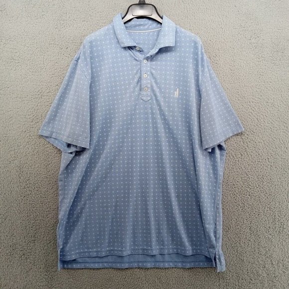 johnnie-O‎ Shirt Mens Large Blue All Over Print Polo Performance Geometric - Picture 1 of 9